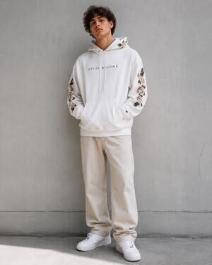 Champion x Civil Regime Blanco Roses Embroidered Hoodie Unisex M Streetwear